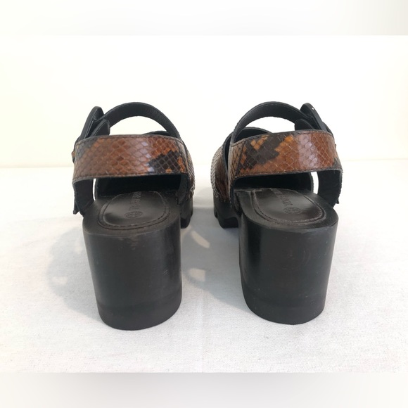 Tory Burch Lug Sole Clogs Sling Back Caramel Brown Snakeskin Size 7 - Picture 3 of 7